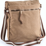 Cool Flo Sand Canvas Messenger Bag - rear shot of back zip pocket