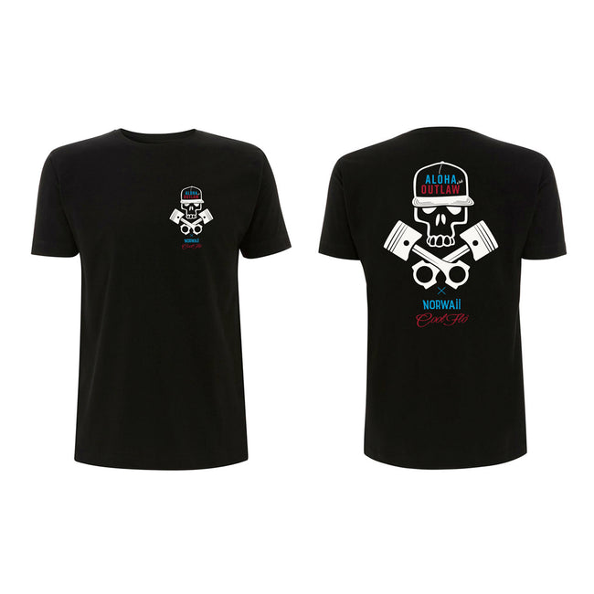 Skull & Pistons Black hoody - front&back- Cool Flo