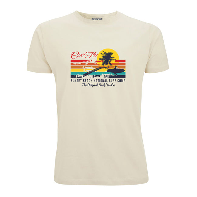 Sunset Beach - Cool Flo ivory t-shirt - surf design