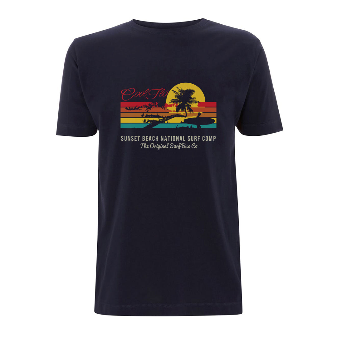 Sunset Beach - Cool Flo navy t-shirt - surf design