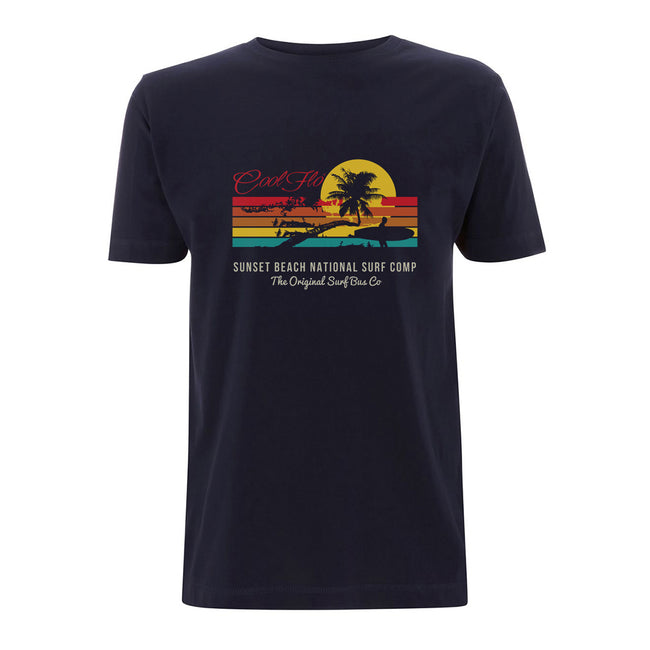 Sunset Beach - Cool Flo navy t-shirt - surf design