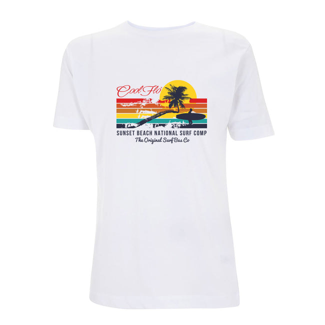 Sunset Beach - Cool Flo white t-shirt - surf design