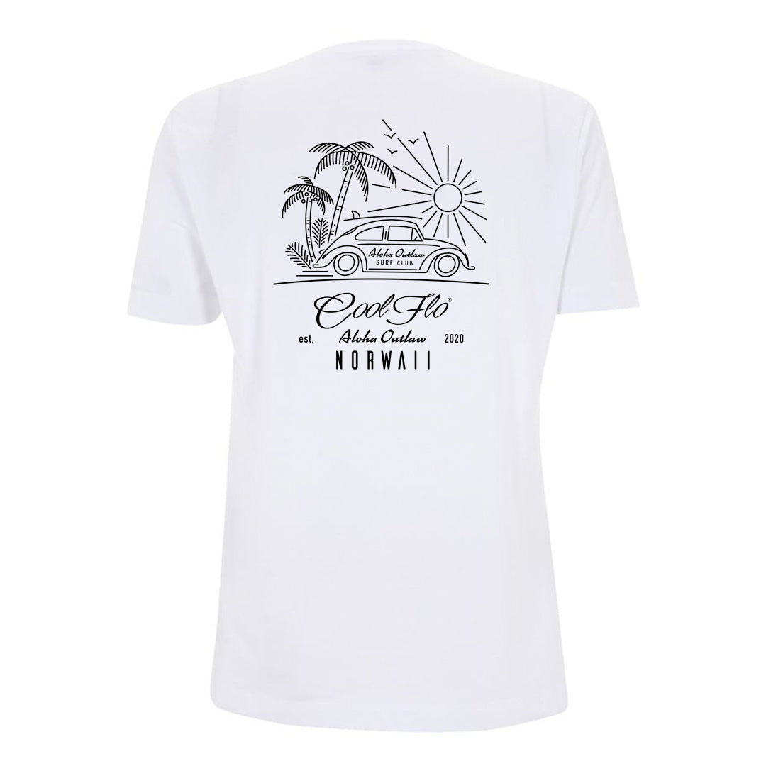 Outlaw Bug white t-shirt back - Cool Flo