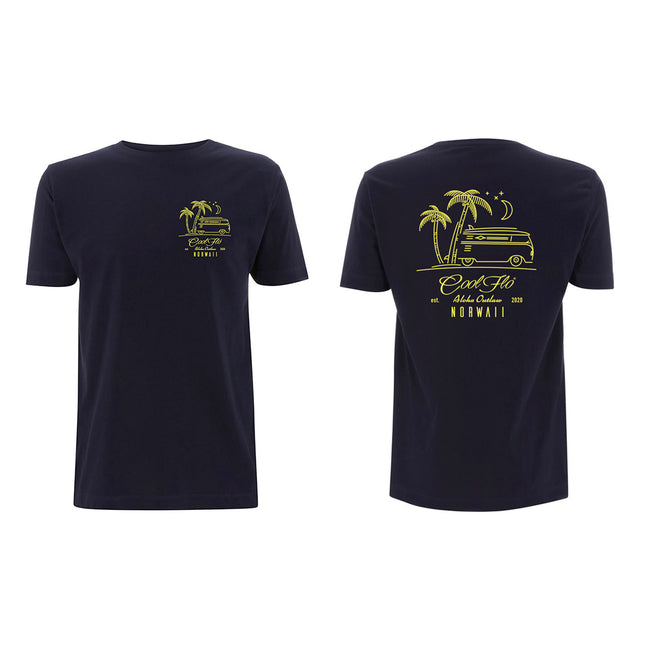 Outlaw Bus Navy t-shirt front&back - Cool Flo