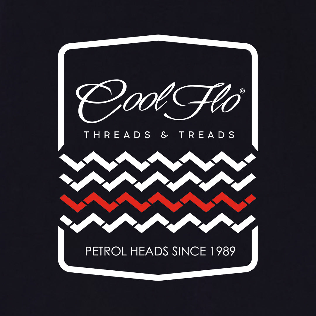 Threads & Treads Navy T-shirt - close-up - Cool Flo