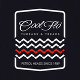Threads & Treads Navy T-shirt - close-up - Cool Flo