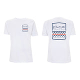 Threads and Treads Cool Flo T-shirt in white - front & back