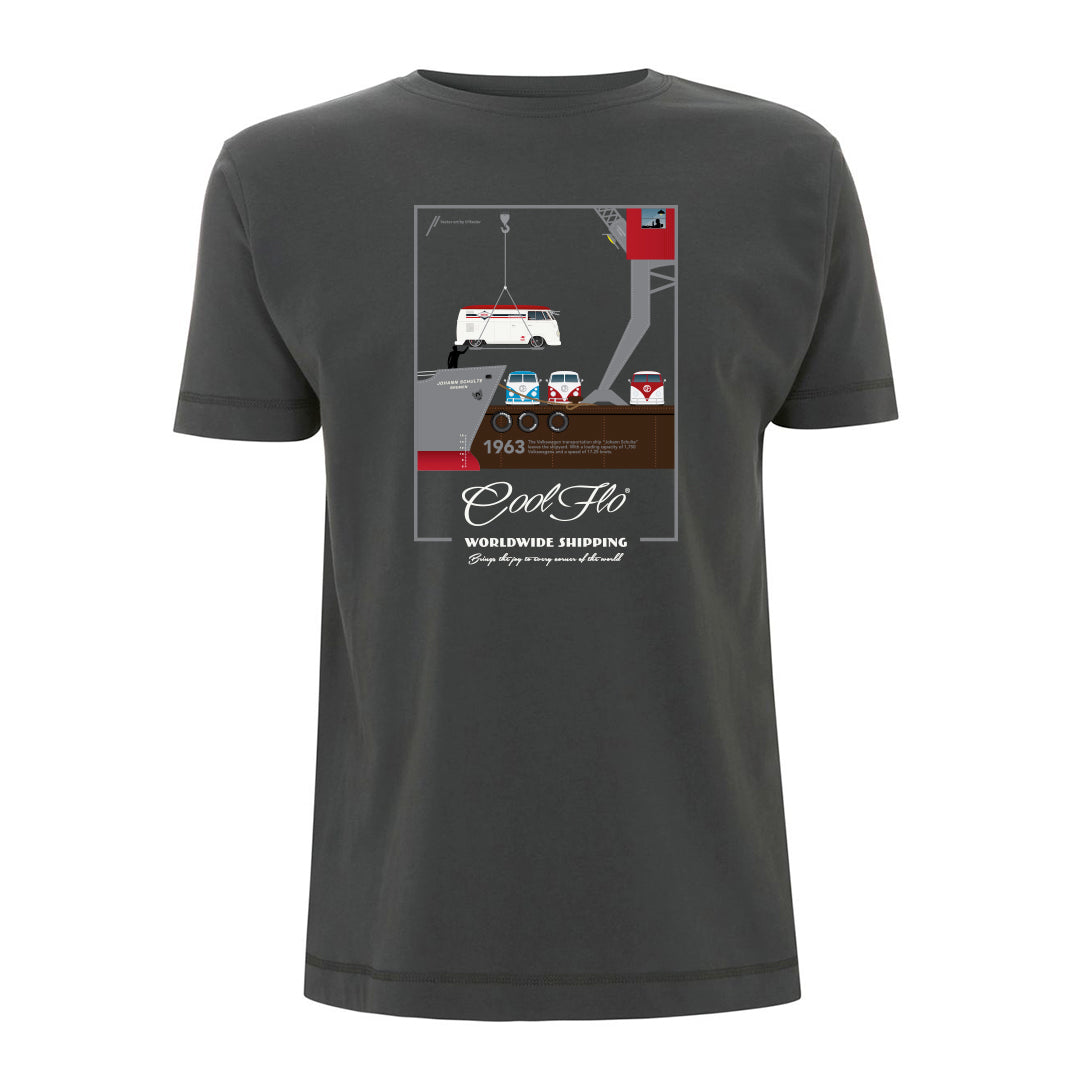 Worldwide Shipping Charcoal t-shirt main pic