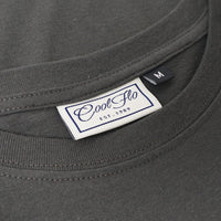 Charcoal Cool Flo Classic Script t-shirt neck label